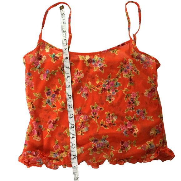 Victoria's Secret Women Y2k Floral Orange Sheer Camisole Ruffel Sexy Shorts M - Picture 4 of 10